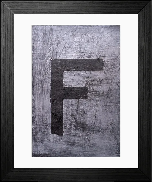 Framed Print : Black grunge alphabet sticky tape effect.Letter F Framed Print : Black grunge alphabet sticky tape effect.Letter F