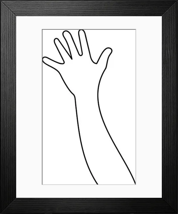 Framed Print : Line art of human hands, signs and gestures isolated vector illustrations on a white background Framed Print : Line art of human hands, signs and gestures isolated vector illustrations on a white background