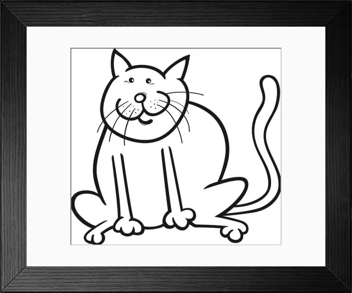 Framed Print : Funny cat coloring page Framed Print : Funny cat coloring page