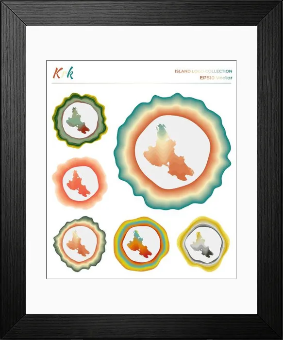 Framed Print : Krk logo collection. Colorful badge of the island. Layers around Krk border shape. Vector illustration Framed Print : Krk logo collection. Colorful badge of the island. Layers around Krk border shape. Vector illustration