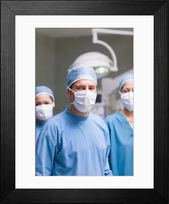 Framed Print : Medical team wearing mask and cap Framed Print : Medical team wearing mask and cap