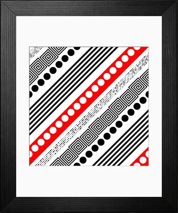Framed Print : Seamless Diagonal Stripe and Circle Pattern. Vector Black and Red Background Framed Print : Seamless Diagonal Stripe and Circle Pattern. Vector Black and Red Background