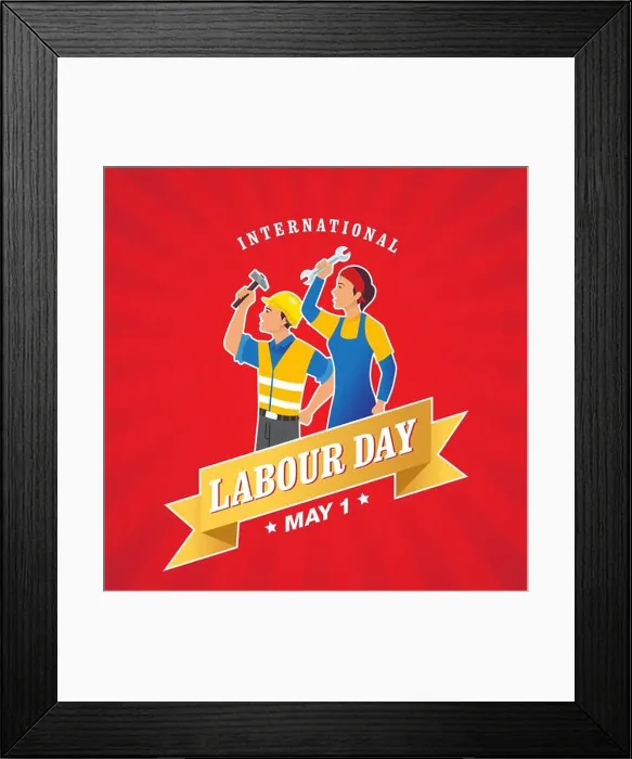 Framed Print : Happy international Labour day vector illustration. Suitable for greeting card, poster and banner Framed Print : Happy international Labour day vector illustration. Suitable for greeting card, poster and banner