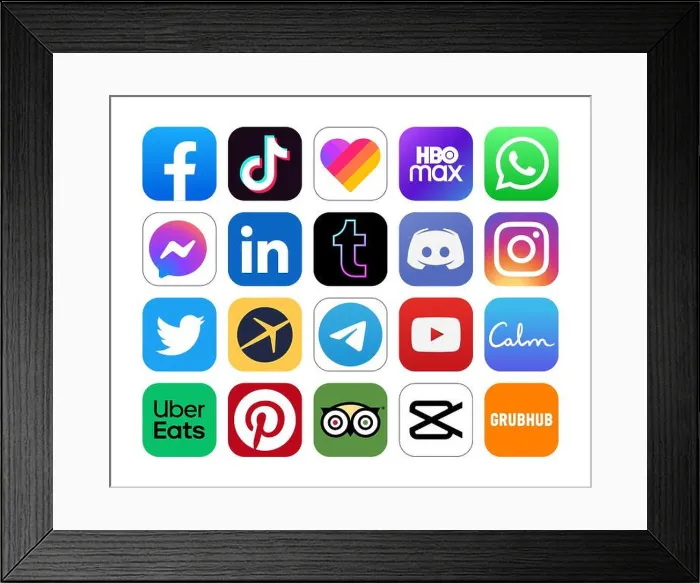 Framed Print : Kiev, Ukraine - September 28, 2022: Set of popular social media and other icons: Facebook Framed Print : Kiev, Ukraine - September 28, 2022: Set of popular social media and other icons: Facebook