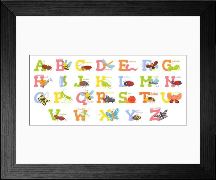 Framed Print : Cartoon insects alphabet. Funny bug letters Framed Print : Cartoon insects alphabet. Funny bug letters