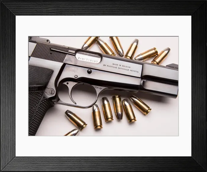 Framed Print : Browning Hi-Power 9mm Pistol Framed Print : Browning Hi-Power 9mm Pistol