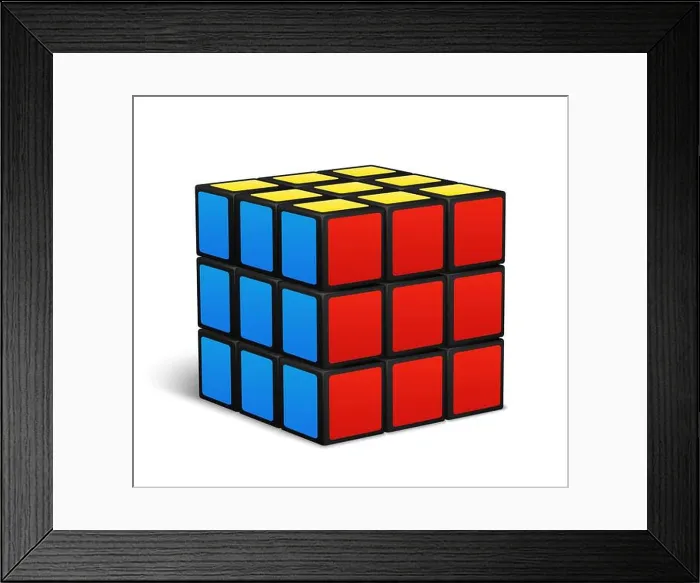 Framed Print : Cube toy puzzle vector illustration. Game with box colored to order Framed Print : Cube toy puzzle vector illustration. Game with box colored to order