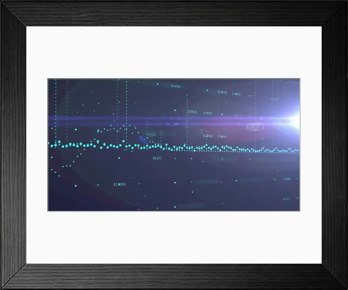 Framed Print : Image of graphs, increasing numbers and lens flare against abstract background Framed Print : Image of graphs, increasing numbers and lens flare against abstract background