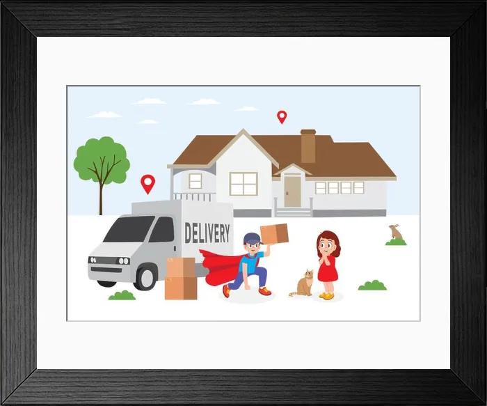 Framed Print : Fast and Reliable Delivery Service in Action Framed Print : Fast and Reliable Delivery Service in Action