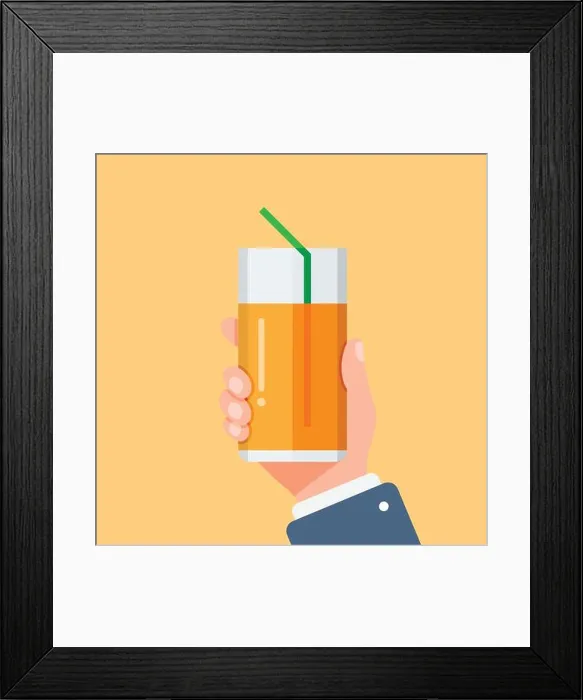 Framed Print : Orange juice in hand icon in flat style Framed Print : Orange juice in hand icon in flat style