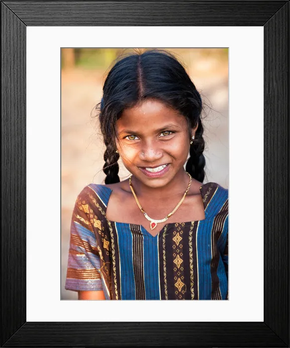 Framed Print : Happy young rural Indian village girl in afternoon sunlight. Andhra Pradesh, India Framed Print : Happy young rural Indian village girl in afternoon sunlight. Andhra Pradesh, India