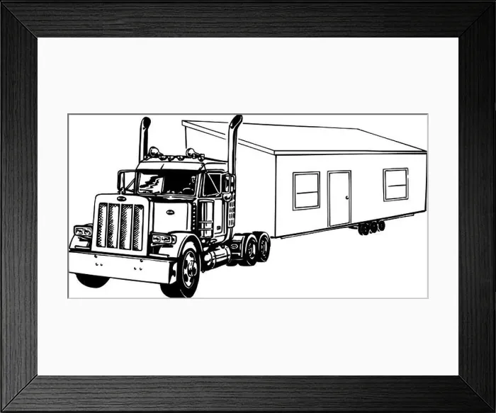 Framed Print : Truck with Mobile Home Vector Illustration Framed Print : Truck with Mobile Home Vector Illustration