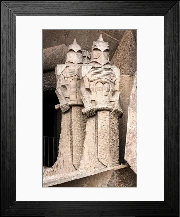 Framed Print : Two abstract knight sculptures by Antonio Gaudi on the Sagrada Familia Cathedral, Barcelona, Catalonia, Spain Framed Print : Two abstract knight sculptures by Antonio Gaudi on the Sagrada Familia Cathedral, Barcelona, Catalonia, Spain