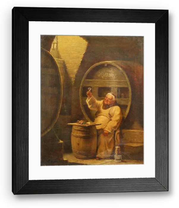 Framed Print : L.A. Biggs Monk drinking wine XIXe Framed Print : L.A. Biggs Monk drinking wine XIXe