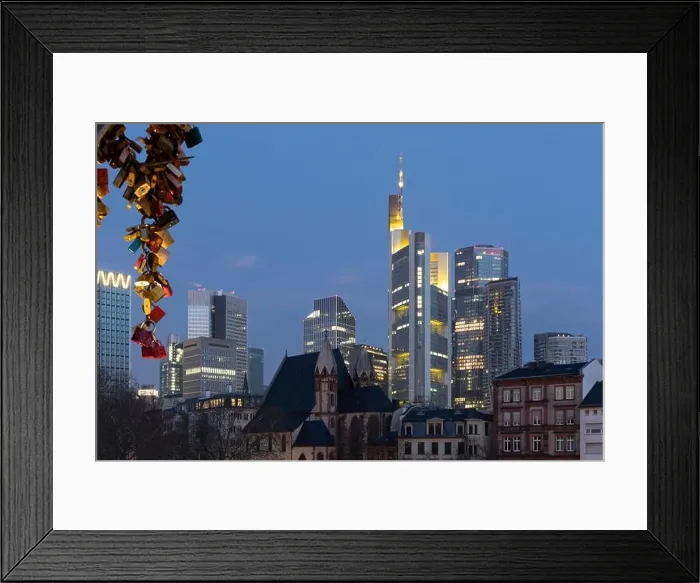 Framed Print : View of the skyline through the streets of the financial district Framed Print : View of the skyline through the streets of the financial district