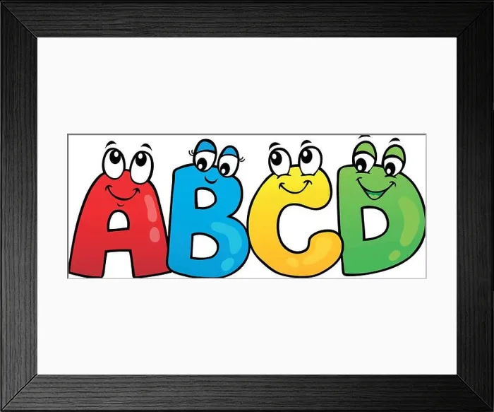 Framed Print : Cartoon ABCD letters theme 1 - eps10 vector illustration Framed Print : Cartoon ABCD letters theme 1 - eps10 vector illustration