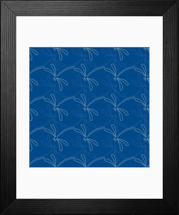 Framed Print : Seamless vector pattern background with dragonflies in japanese embroidery style Framed Print : Seamless vector pattern background with dragonflies in japanese embroidery style