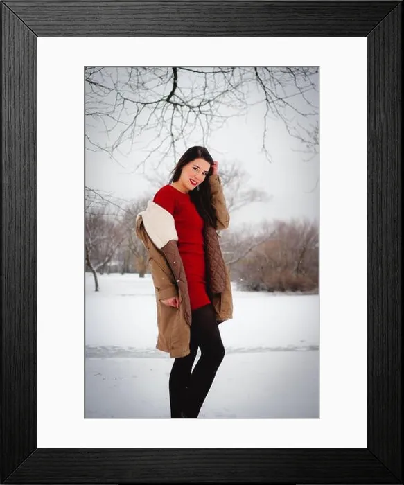 Framed Print : Woman posing in the snow Framed Print : Woman posing in the snow