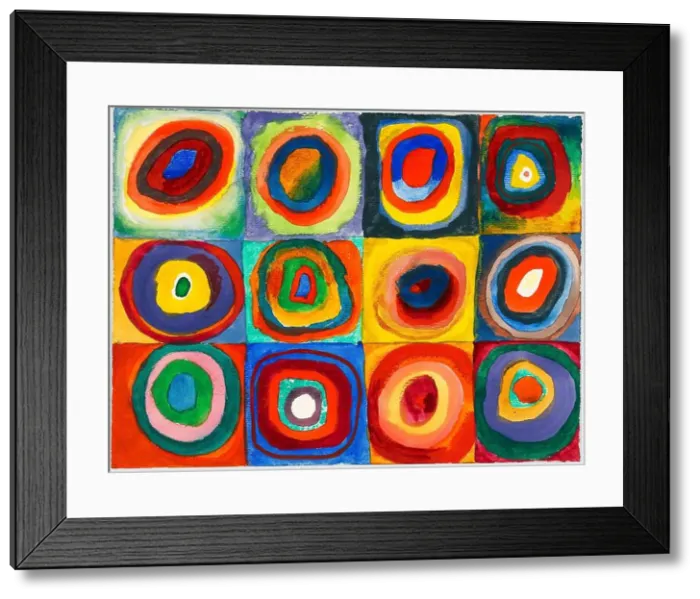 Framed Print : Wassily Kandinsky, abstract painting in watercolour, gouache & chalk, Colour Study: Squares with Concentric Rings, 1913 Framed Print : Wassily Kandinsky, abstract painting in watercolour, gouache & chalk, Colour Study: Squares with Concentric Rings, 1913