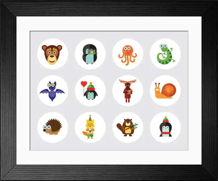 Framed Print : Funny Animals Icon Set Framed Print : Funny Animals Icon Set