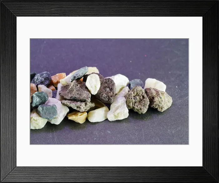 Framed Print : Granites are coarsely crystalline plutonic rocks rich in quartz and feldspar, but also contain dark minerals Framed Print : Granites are coarsely crystalline plutonic rocks rich in quartz and feldspar, but also contain dark minerals