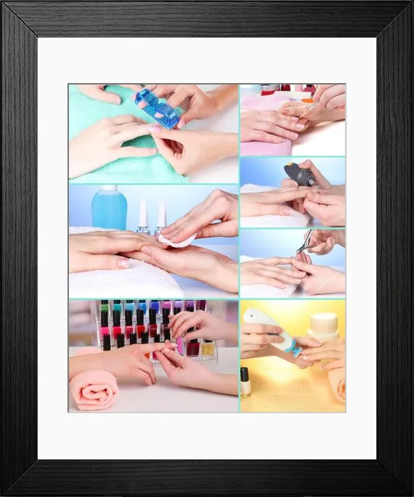 Framed Print : Collage of manicure process in salon