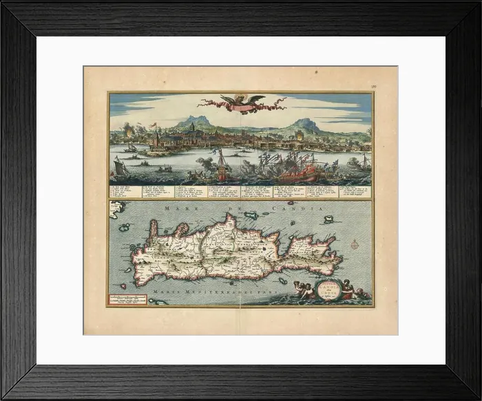 Framed Print : Map, Insula Candia olim Creta, Nicolaes Jansz. Visscher (1649-1702), Copperplate print Framed Print : Map, Insula Candia olim Creta, Nicolaes Jansz. Visscher (1649-1702), Copperplate print
