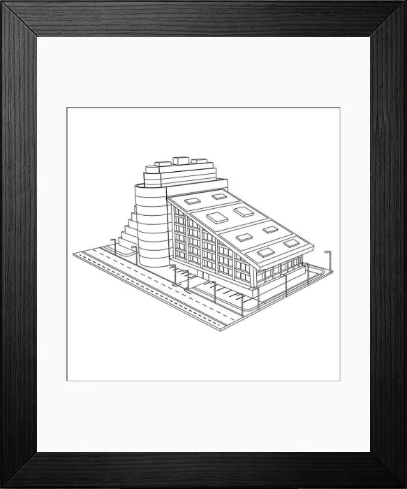 Framed Print : Sketch hotel or modern building isolated on white Framed Print : Sketch hotel or modern building isolated on white