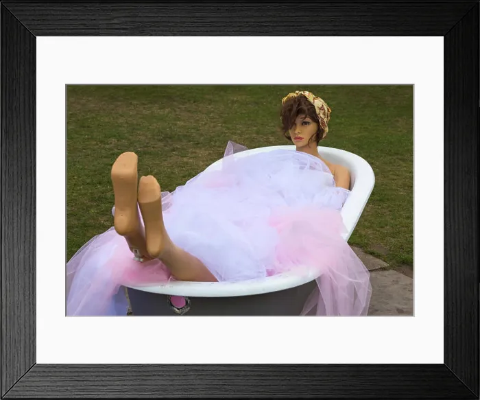 Framed Print : Mannequin in bath tub with bubbles at HMS Bathtub at Bournemouth Air Festival, Dorset UK in August Framed Print : Mannequin in bath tub with bubbles at HMS Bathtub at Bournemouth Air Festival, Dorset UK in August