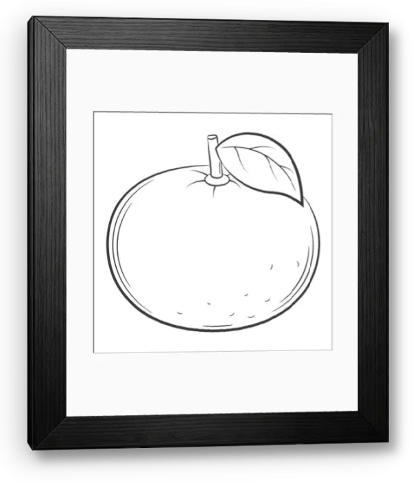 Framed Print : mandarine, tangerine, fruit in a linear style Framed Print : mandarine, tangerine, fruit in a linear style
