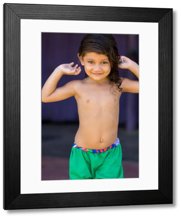 Framed Print : Brazilian young girl smiling in Manaus, Brazil Framed Print : Brazilian young girl smiling in Manaus, Brazil
