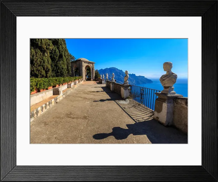 Framed Print : Stunning Terrace of Infinity, Gardens of Villa Cimbrone, Ravello, Amalfi Coast, UNESCO, Campania, Italy, Europe Framed Print : Stunning Terrace of Infinity, Gardens of Villa Cimbrone, Ravello, Amalfi Coast, UNESCO, Campania, Italy, Europe