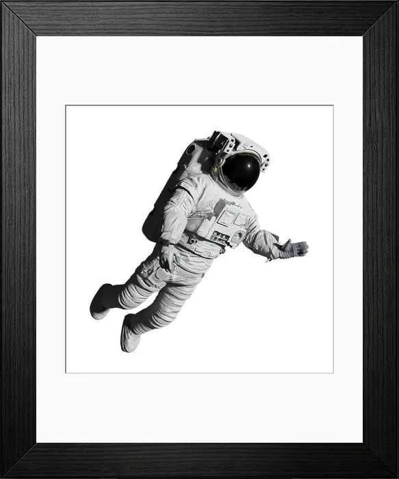Framed Print : astronaut during space walk, isolated on white background