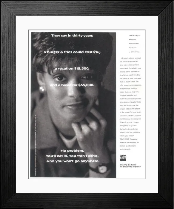 Framed Print : 1996 TIAA-CREF print ad Framed Print : 1996 TIAA-CREF print ad