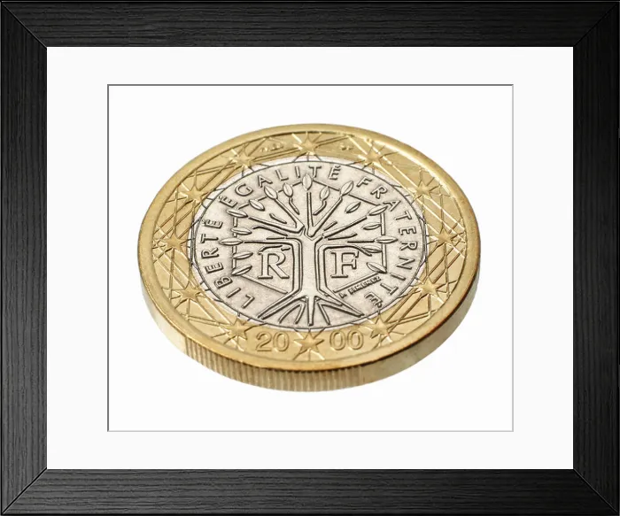 Framed Print : close-up of french euro coin Framed Print : close-up of french euro coin