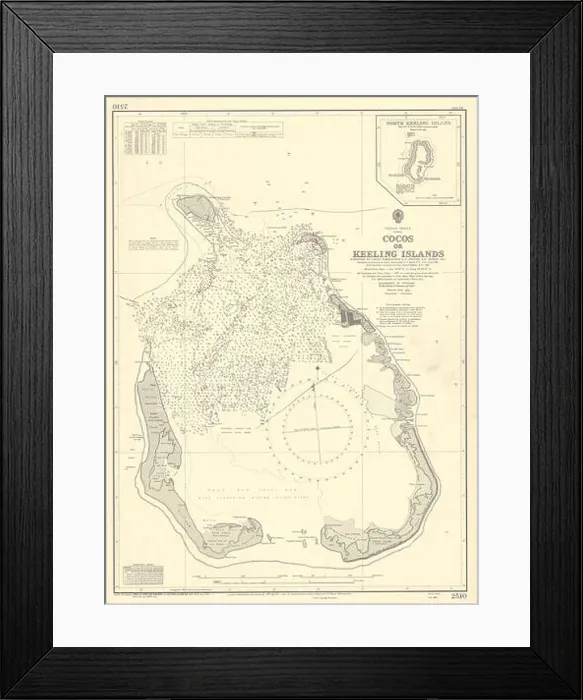 Framed Print : Cocos / Keeling Islands Indian Ocean Australia ADMIRALTY sea chart 1947 (1956) map Framed Print : Cocos / Keeling Islands Indian Ocean Australia ADMIRALTY sea chart 1947 (1956) map