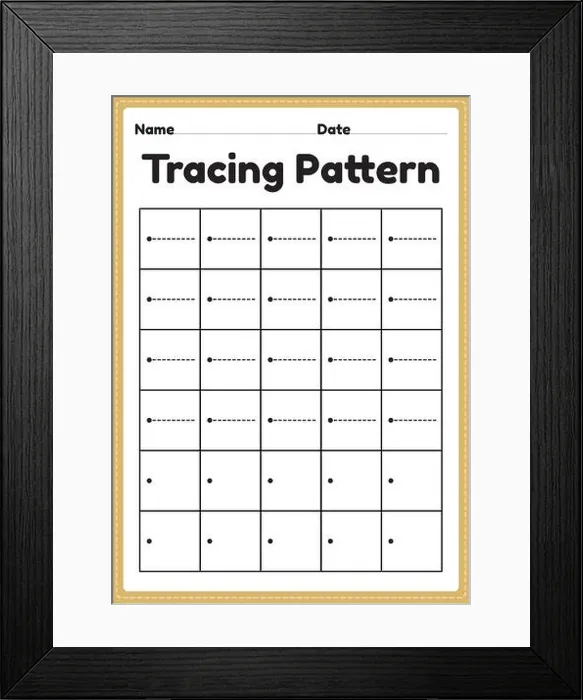 Framed Print : Tracing pattern sleeping lines worksheet for kindergarten Framed Print : Tracing pattern sleeping lines worksheet for kindergarten