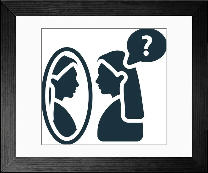 Framed Print : Self-reflection icon. Monochrome simple sign from mental health collection Framed Print : Self-reflection icon. Monochrome simple sign from mental health collection