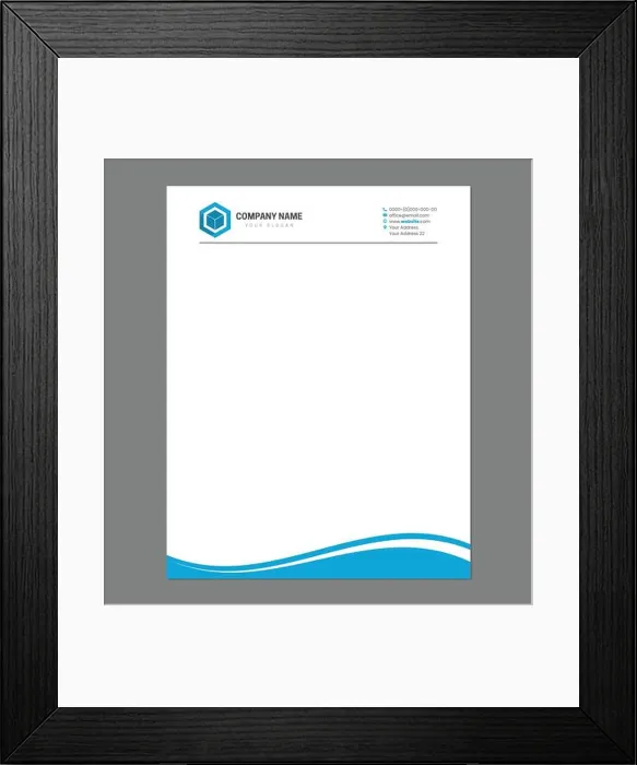 Framed Print : Blue Letterhead Template for Print with Square Logo Framed Print : Blue Letterhead Template for Print with Square Logo