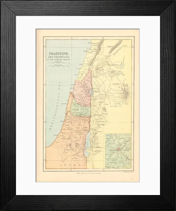 Framed Print : Palestine & Phoenicia in the time of Christ'. Judea Gallilee Samaria, 1876 map Framed Print : Palestine & Phoenicia in the time of Christ'. Judea Gallilee Samaria, 1876 map