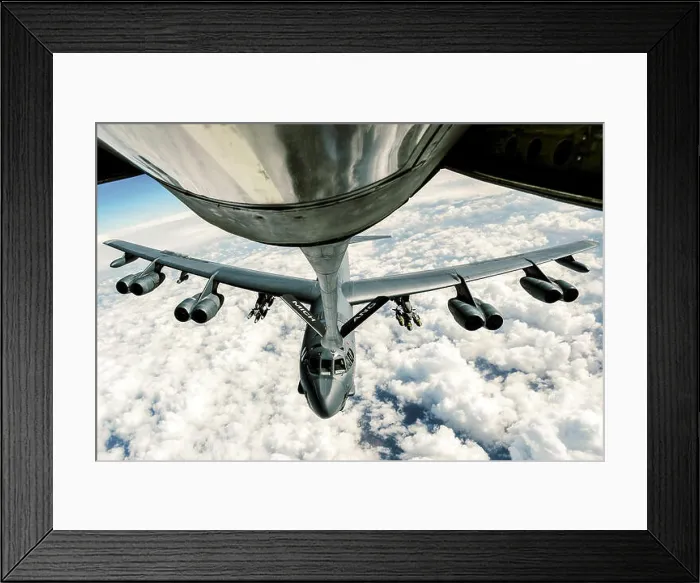 Framed Print : Air Force B-52 Stratofortress refuels from a 340th Expeditionary Air Refueling Squadron KC-135 Stratotanker Framed Print : Air Force B-52 Stratofortress refuels from a 340th Expeditionary Air Refueling Squadron KC-135 Stratotanker
