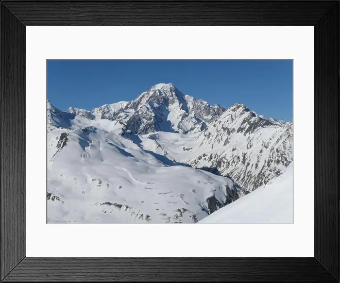Framed Print : Mont Blanc winter mountain view from La Thuile ski resort Framed Print : Mont Blanc winter mountain view from La Thuile ski resort