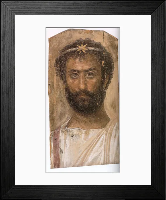 Framed Print : Fayum 16 refers to an ancient Egyptian portrait from the Fayum Mummy Portraits collection Framed Print : Fayum 16 refers to an ancient Egyptian portrait from the Fayum Mummy Portraits collection