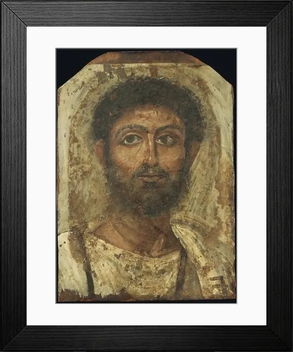 Framed Print : Fayum mummy portrait, male (circa 2nd century), Christie's Framed Print : Fayum mummy portrait, male (circa 2nd century), Christie's