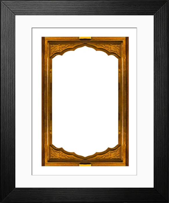 Framed Print : Ornate wooden frame background with decorated design borders Framed Print : Ornate wooden frame background with decorated design borders