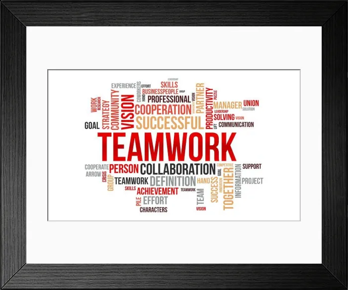 Framed Print : Teamwork word cloud template. Business concept vector background Framed Print : Teamwork word cloud template. Business concept vector background