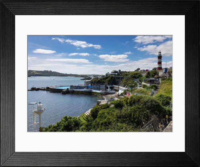 Framed Print : Coastal view out to Plymouth Sound from Plymouth Hoe in Devon, England, UK Framed Print : Coastal view out to Plymouth Sound from Plymouth Hoe in Devon, England, UK