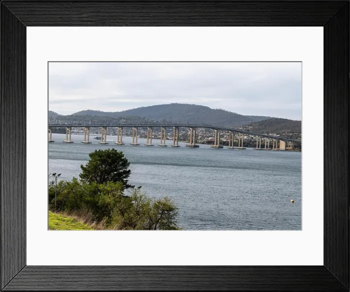 Framed Print : The Tasman Bridge connects the Tasman Highway over the River Derwent at Montagu Bay near Hobart in Tasmania