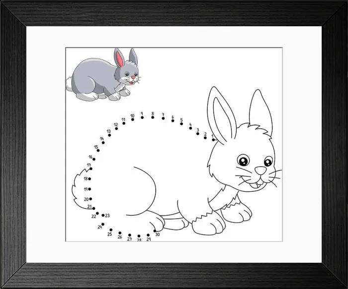 Framed Print : Dot to Dot Rabbit Coloring Page for Kids Framed Print : Dot to Dot Rabbit Coloring Page for Kids