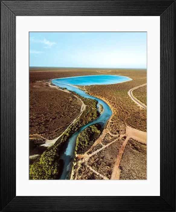 Framed Print : Aerial view of a pond at Little Lagoon on Shark Bay, Western Australia, Australia Framed Print : Aerial view of a pond at Little Lagoon on Shark Bay, Western Australia, Australia